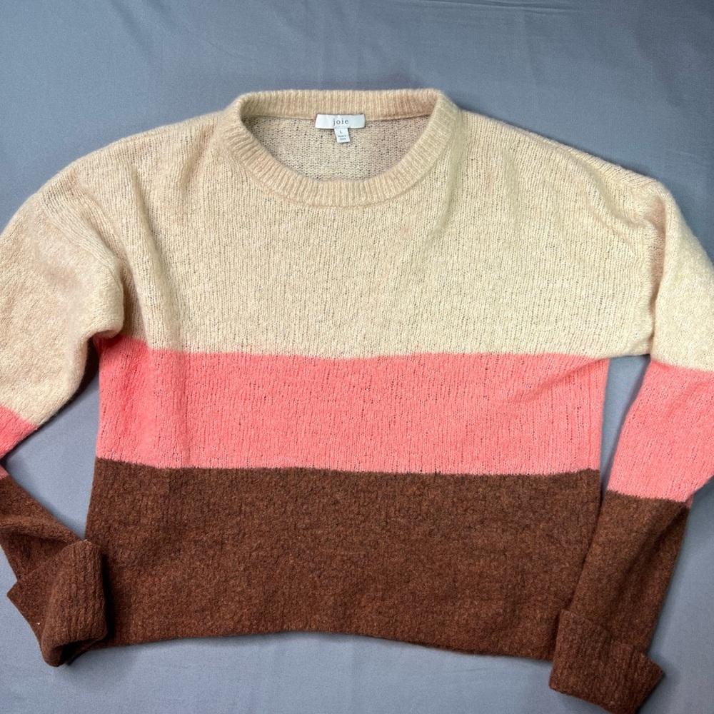 Joie Colorblock Sweater | Size Large | Neutral Pink Brown